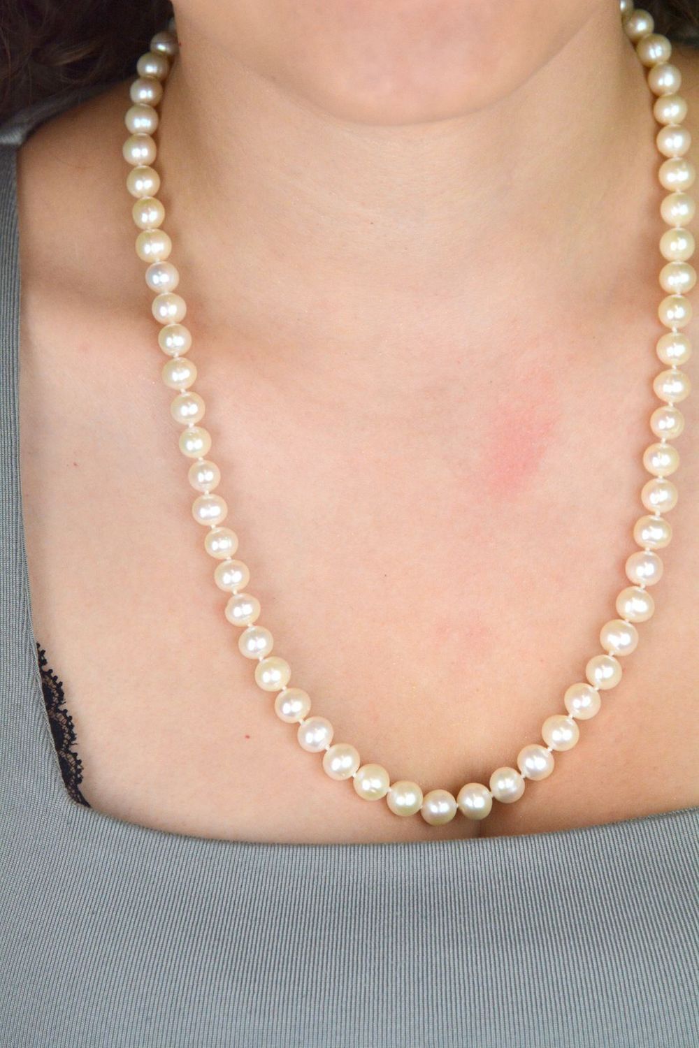 Naszyjnik z kremowych pereł naturalnych 8-9 mm  55 cm  Srebro 925  Wiązanie supełkowe (2).jpg