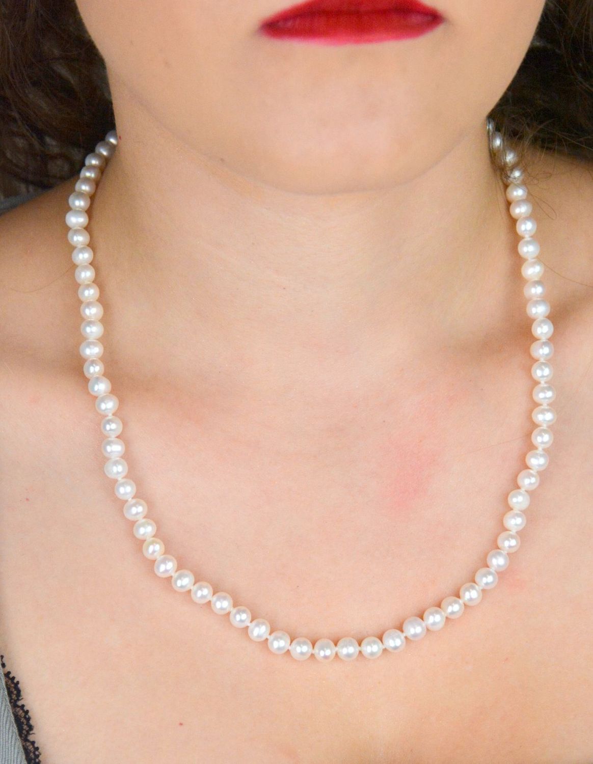 Naszyjnik z Białych Pereł Naturalnych 6–7 mm  Długość 60 cm  Zapięcie Srebro 925.jpg