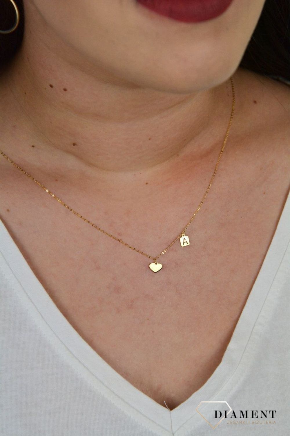 Złoty naszyjnik celebrytka 'Malutkie serce z literka A' DIA-NSZ-PL0172NG14K+A.jpg