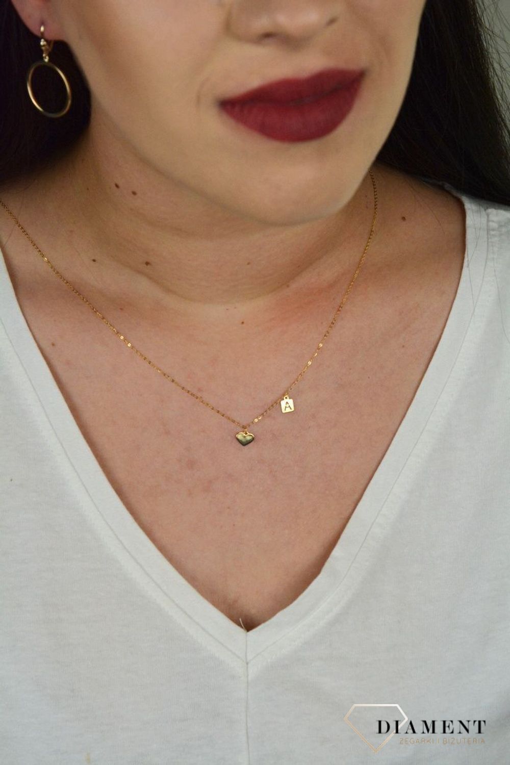 Złoty naszyjnik celebrytka 'Malutkie serce z literka A' DIA-NSZ-PL0172NG14K+A.jpg