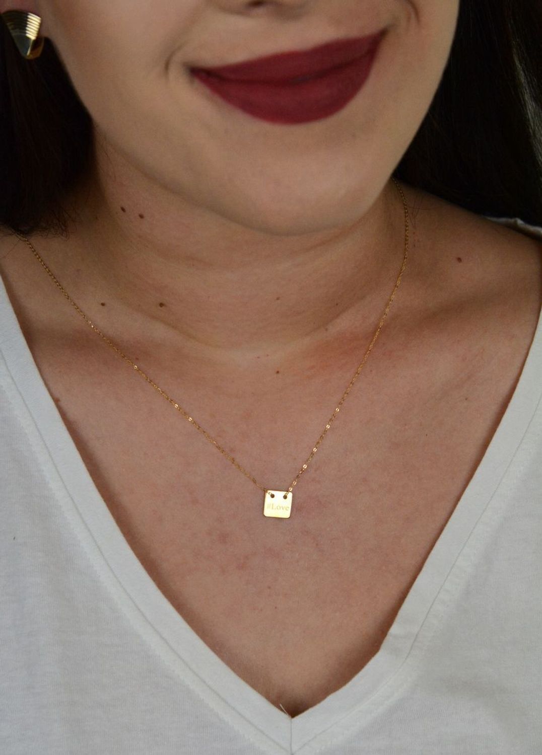 Złoty naszyjnik celebrytka 'Blaszka z napisem hLove' DIA-NSZ-PL779NG8K-333.jpg