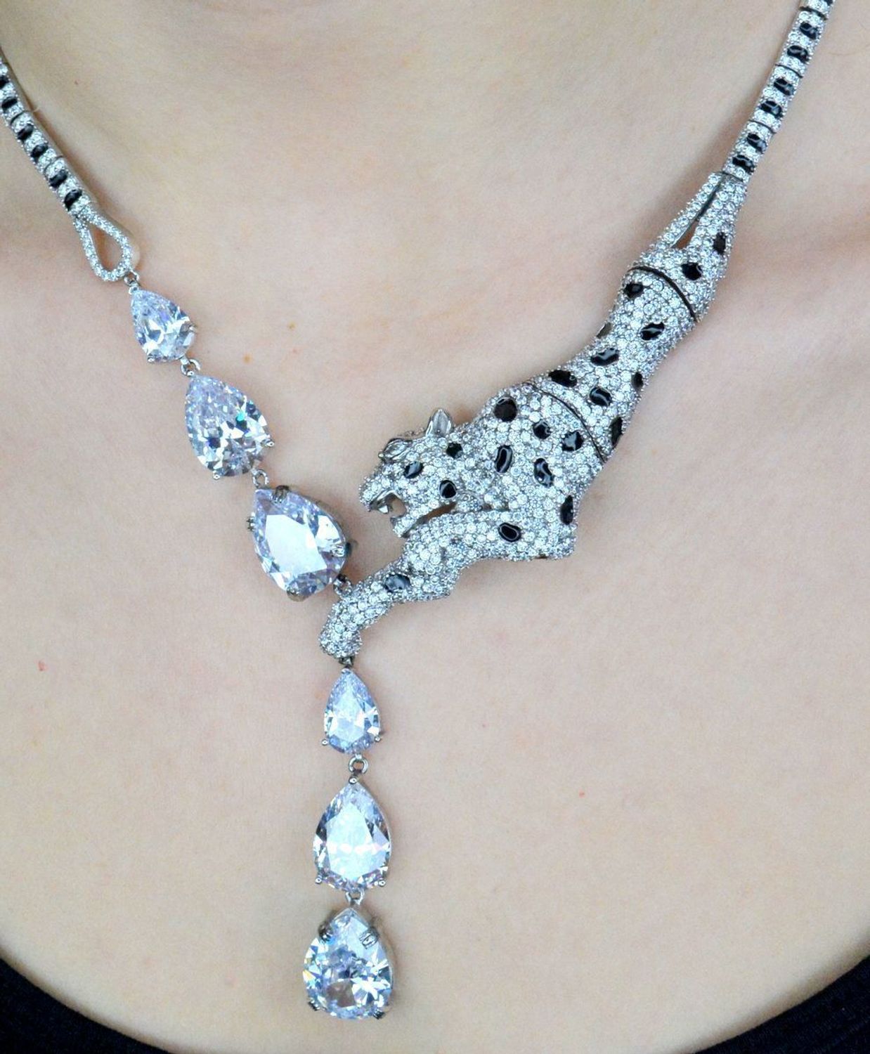 Srebrna kolia Pantera, dziki kot DIA-NSZ-PUMA-925 . Kolia z wizerunkiem dzikiego kota, w której zakocha się każda drapieżna kobieta. Oryginalna kolia, naszyjnik. (2).jpg