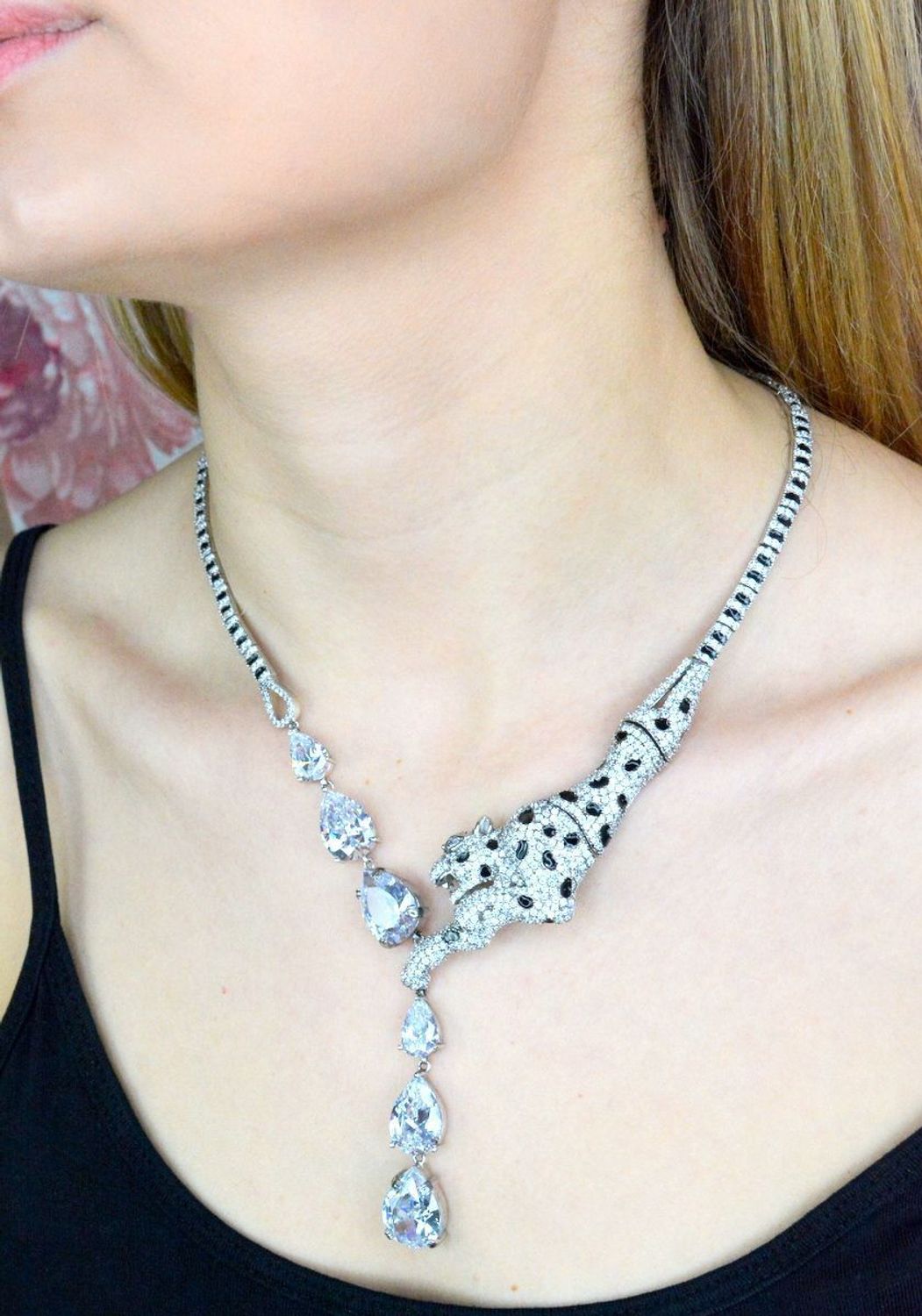 Srebrna kolia Pantera, dziki kot DIA-NSZ-PUMA-925 . Kolia z wizerunkiem dzikiego kota, w której zakocha się każda drapieżna kobieta. Oryginalna kolia, naszyjnik. (2).jpg