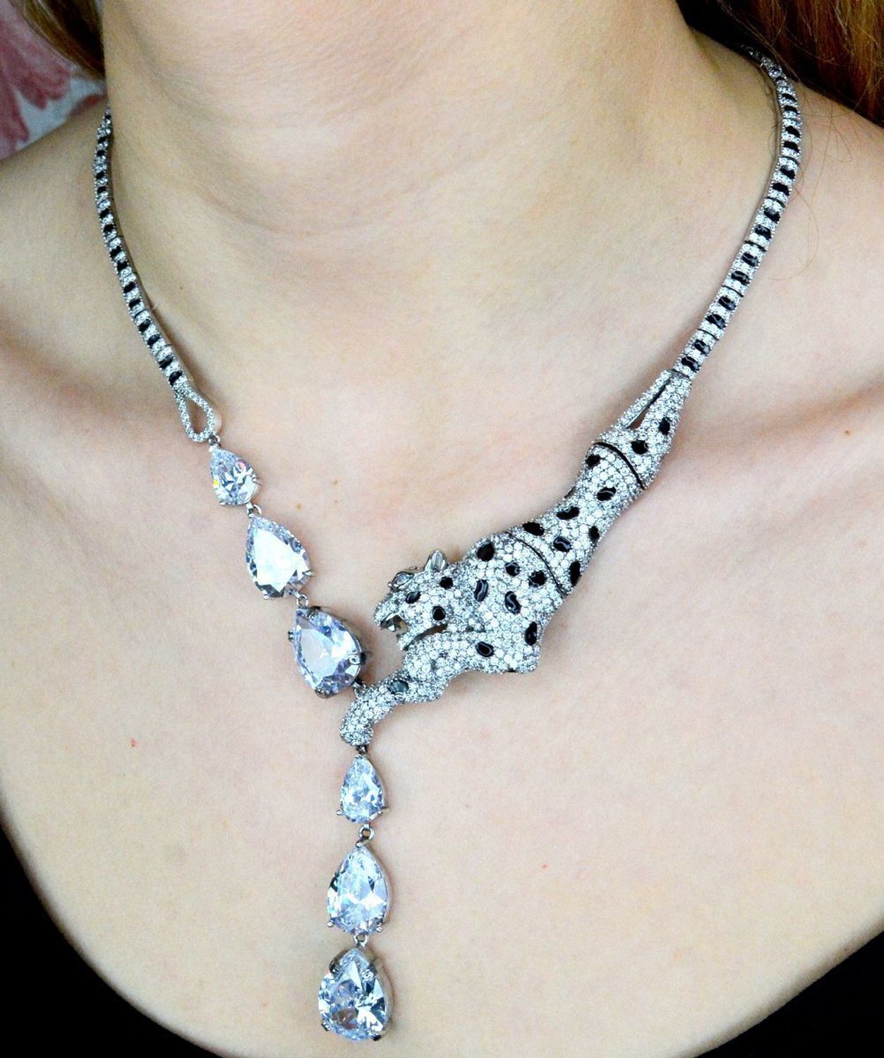 Srebrna kolia Pantera, dziki kot DIA-NSZ-PUMA-925 . Kolia z wizerunkiem dzikiego kota, w której zakocha się każda drapieżna kobieta. Oryginalna kolia, naszyjnik. (2).jpg