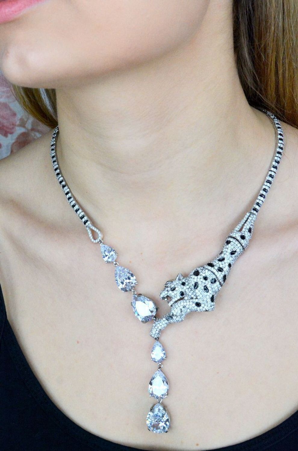 Srebrna kolia Pantera, dziki kot DIA-NSZ-PUMA-925 . Kolia z wizerunkiem dzikiego kota, w której zakocha się każda drapieżna kobieta. Oryginalna kolia, naszyjnik. (2).jpg