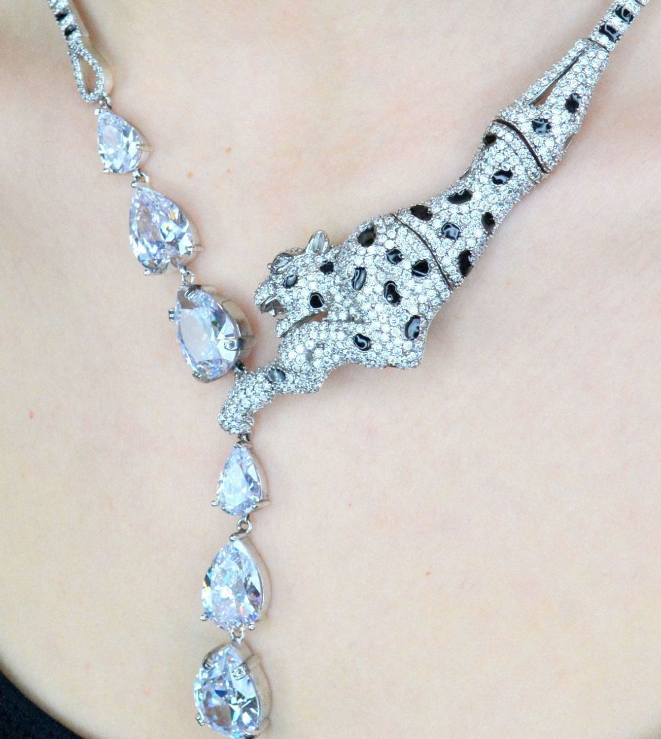 Srebrna kolia Pantera, dziki kot DIA-NSZ-PUMA-925 . Kolia z wizerunkiem dzikiego kota, w której zakocha się każda drapieżna kobieta. Oryginalna kolia, naszyjnik. (2).jpg