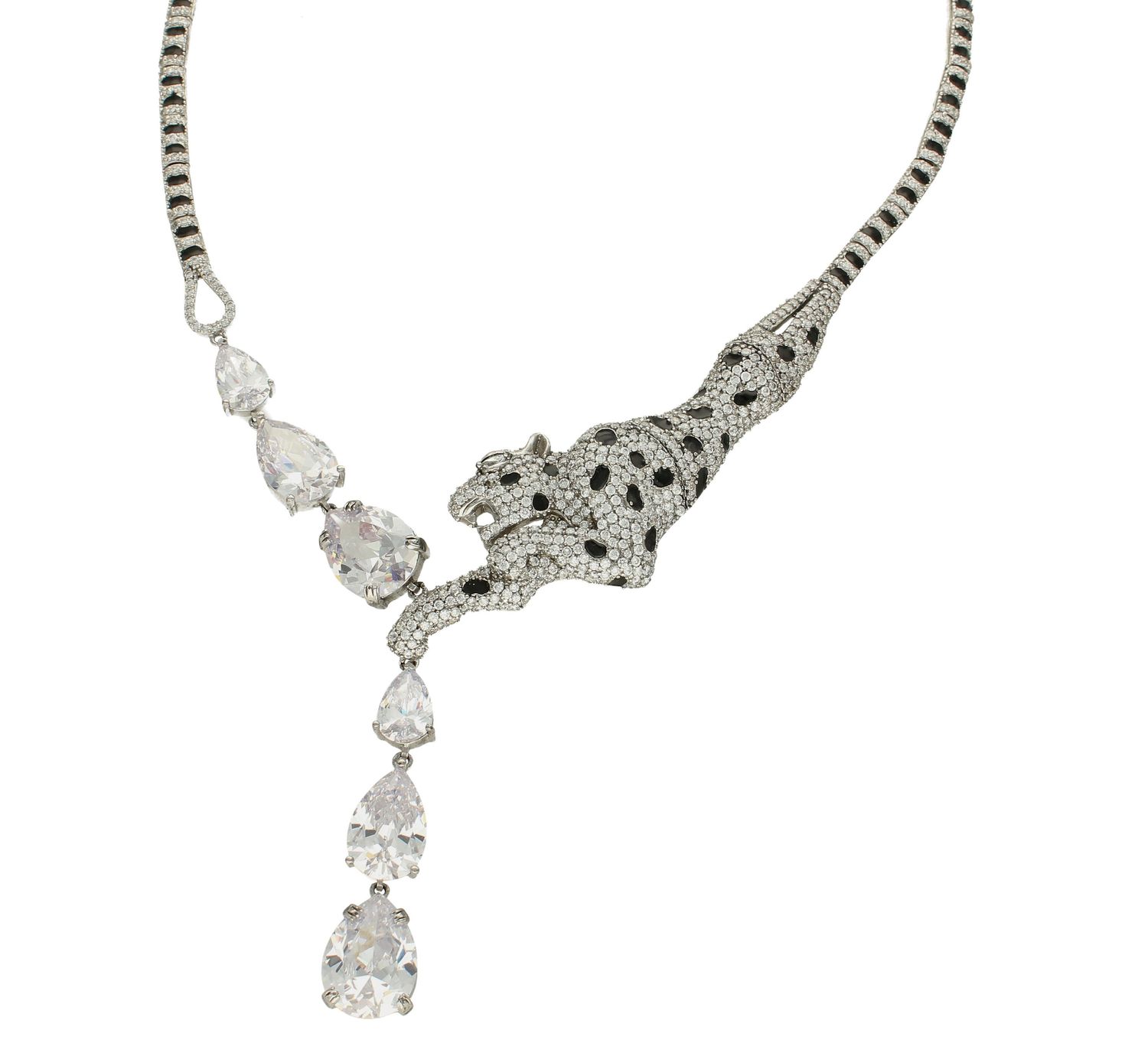 Srebrna kolia Pantera, dziki kot DIA-NSZ-PUMA-925 . Kolia z wizerunkiem dzikiego kota, w której zakocha się każda drapieżna kobieta. Oryginalna kolia, naszyjnik. (2).jpg