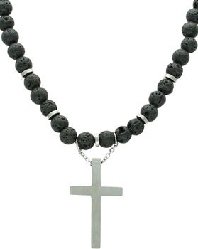 Naszyjnik męski stalowy lawa wulkaniczna z krzyżem DIA-NSZ-S1554859-STAL.jpg