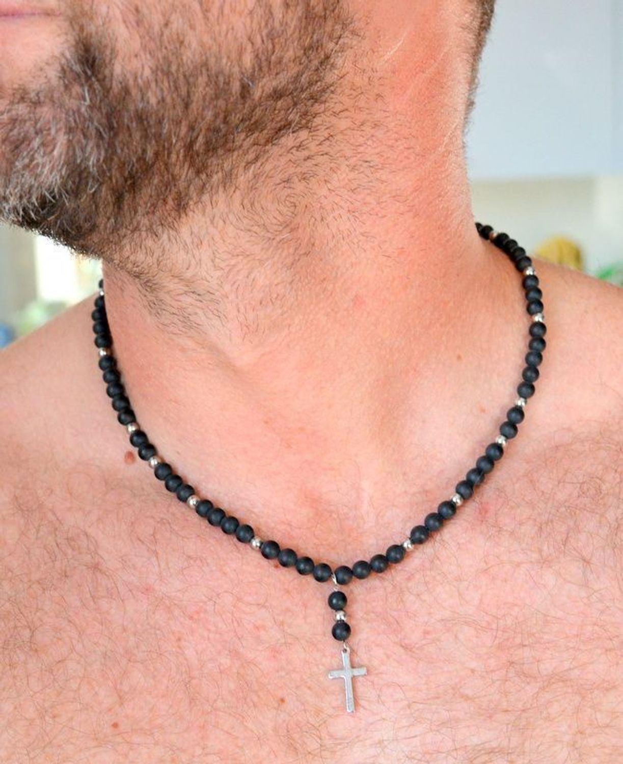 Naszyjnik męski stalowy z kamieniami naturalnymi onyks w macie DIA-NSZ-S1654859-STAL (1).jpg