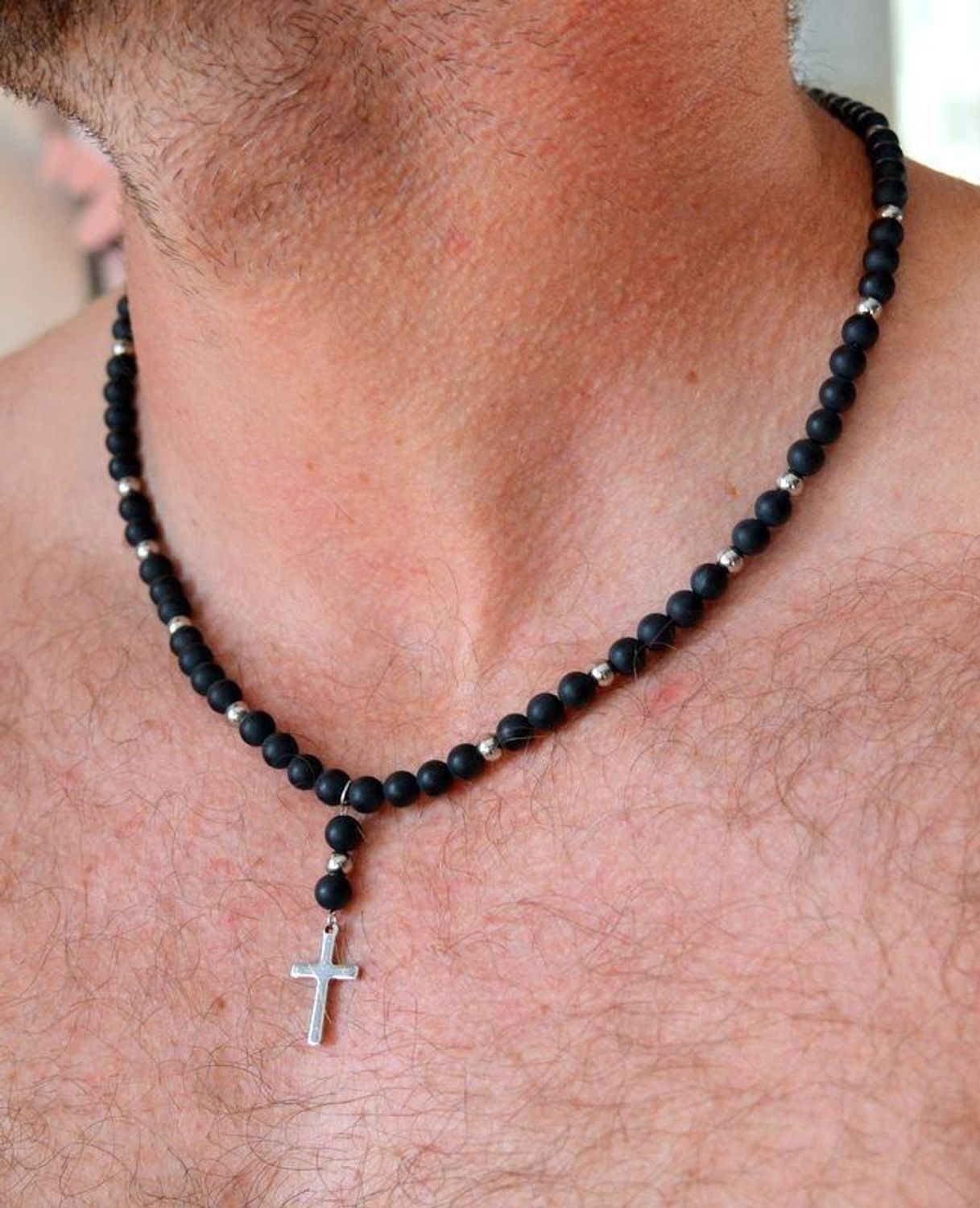 Naszyjnik męski stalowy z kamieniami naturalnymi onyks w macie DIA-NSZ-S1654859-STAL (1).jpg