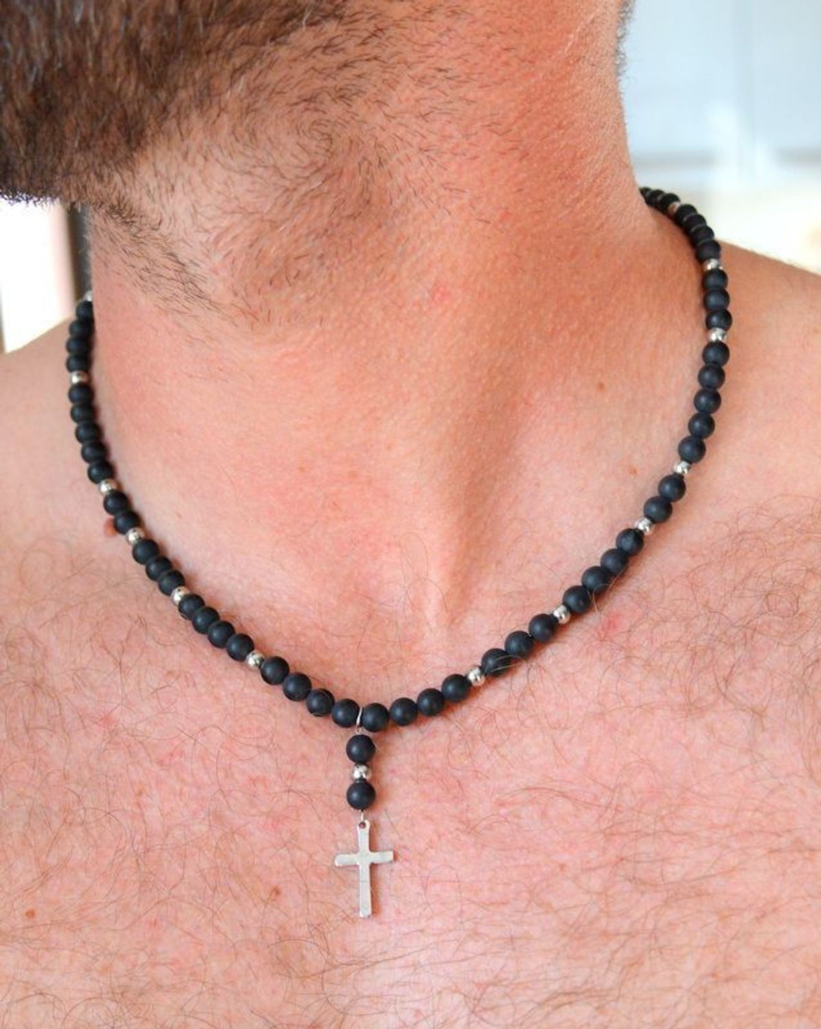 Naszyjnik męski stalowy z kamieniami naturalnymi onyks w macie DIA-NSZ-S1654859-STAL (1).jpg