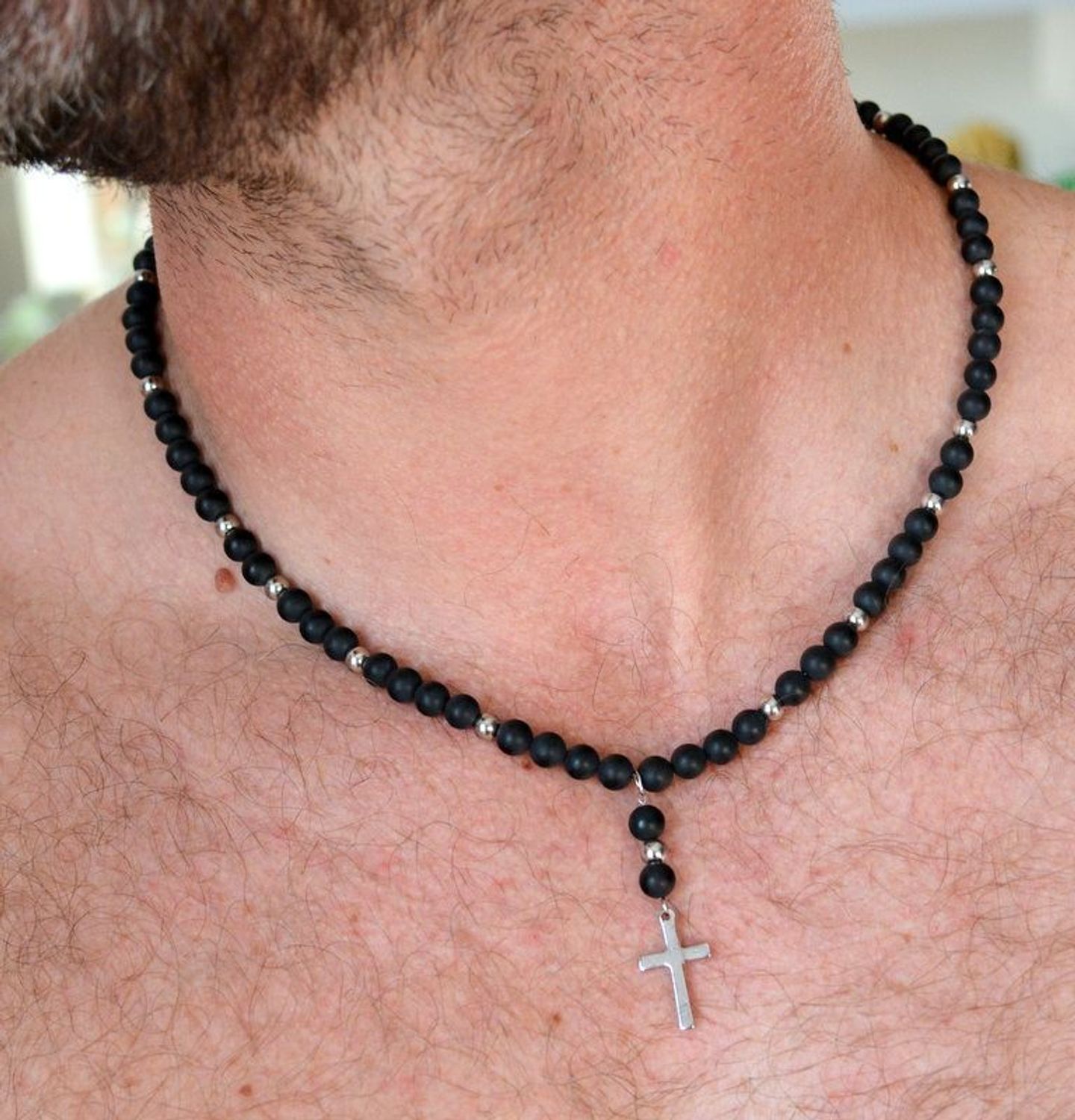 Naszyjnik męski stalowy z kamieniami naturalnymi onyks w macie DIA-NSZ-S1654859-STAL (1).jpg