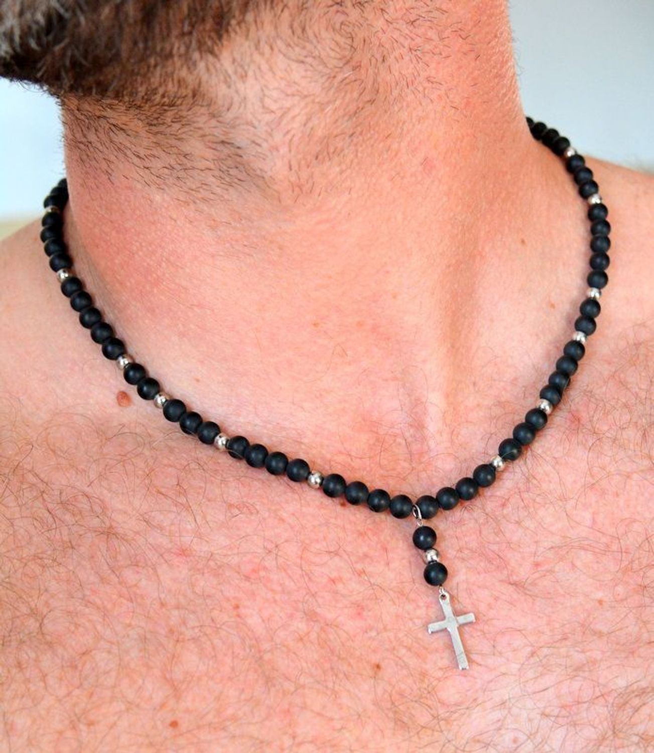 Naszyjnik męski stalowy z kamieniami naturalnymi onyks w macie DIA-NSZ-S1654859-STAL (1).jpg