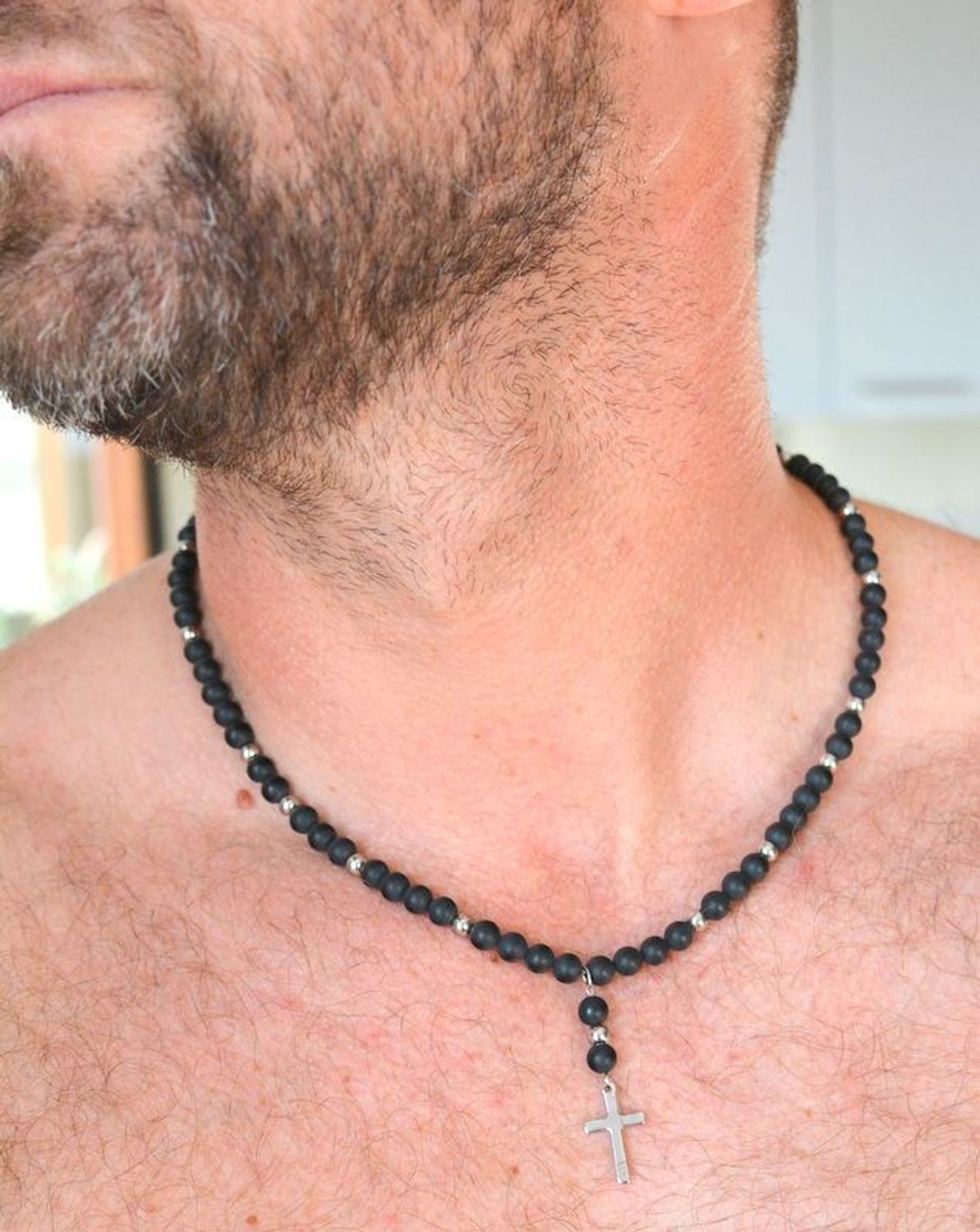 Naszyjnik męski stalowy z kamieniami naturalnymi onyks w macie DIA-NSZ-S1654859-STAL (1).jpg