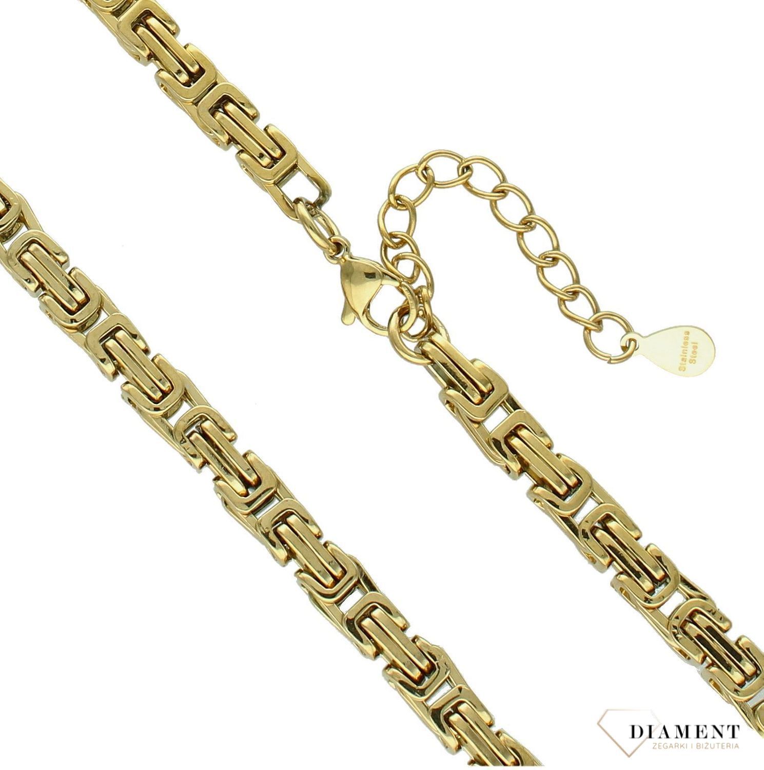 Naszyjnik męski stalowy w złotym kolorze splot królewski DIA-NSZ-S6277689-STAL (1).jpg