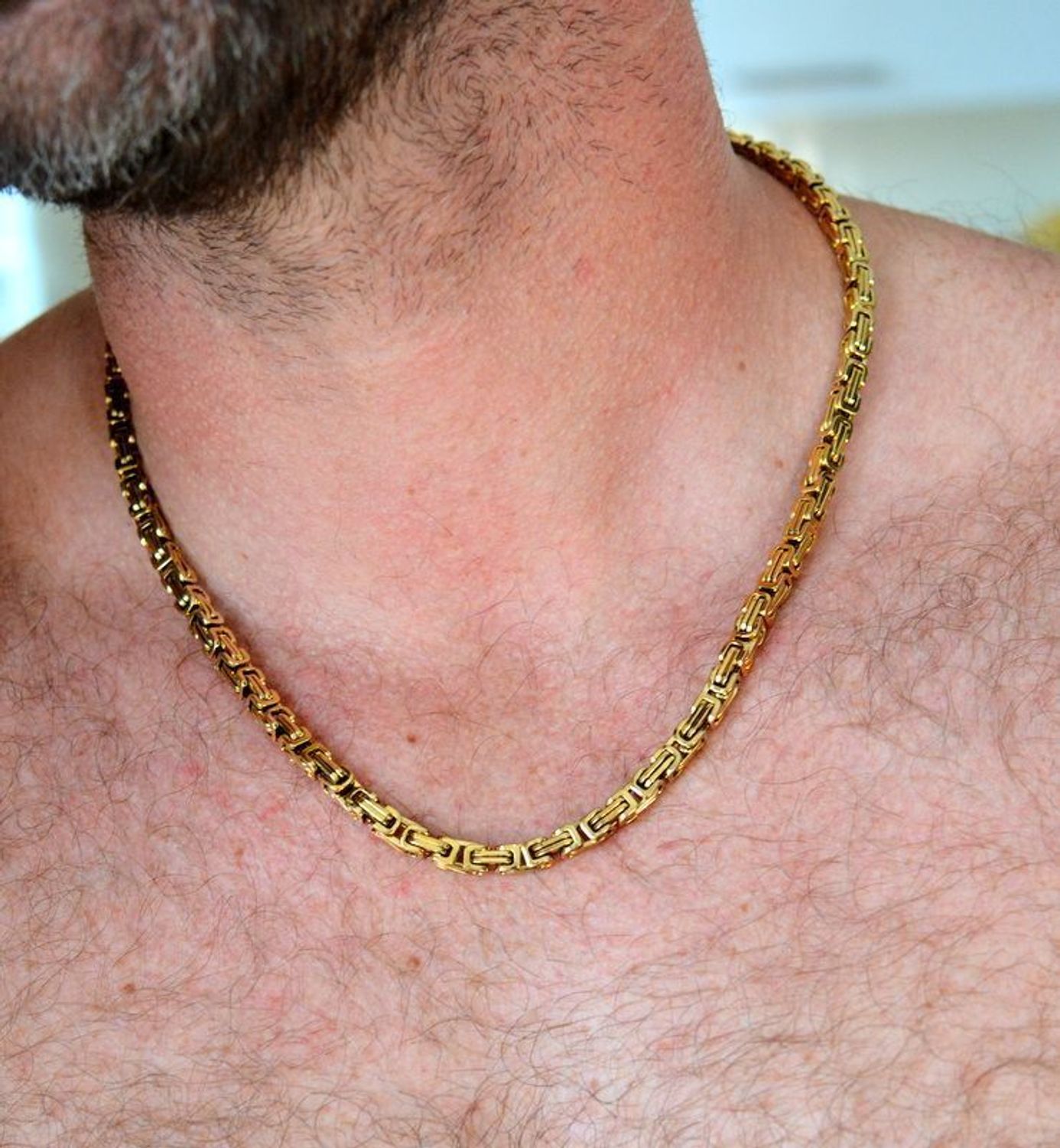 Naszyjnik męski stalowy w złotym kolorze splot królewski DIA-NSZ-S6277689-STAL (1).jpg