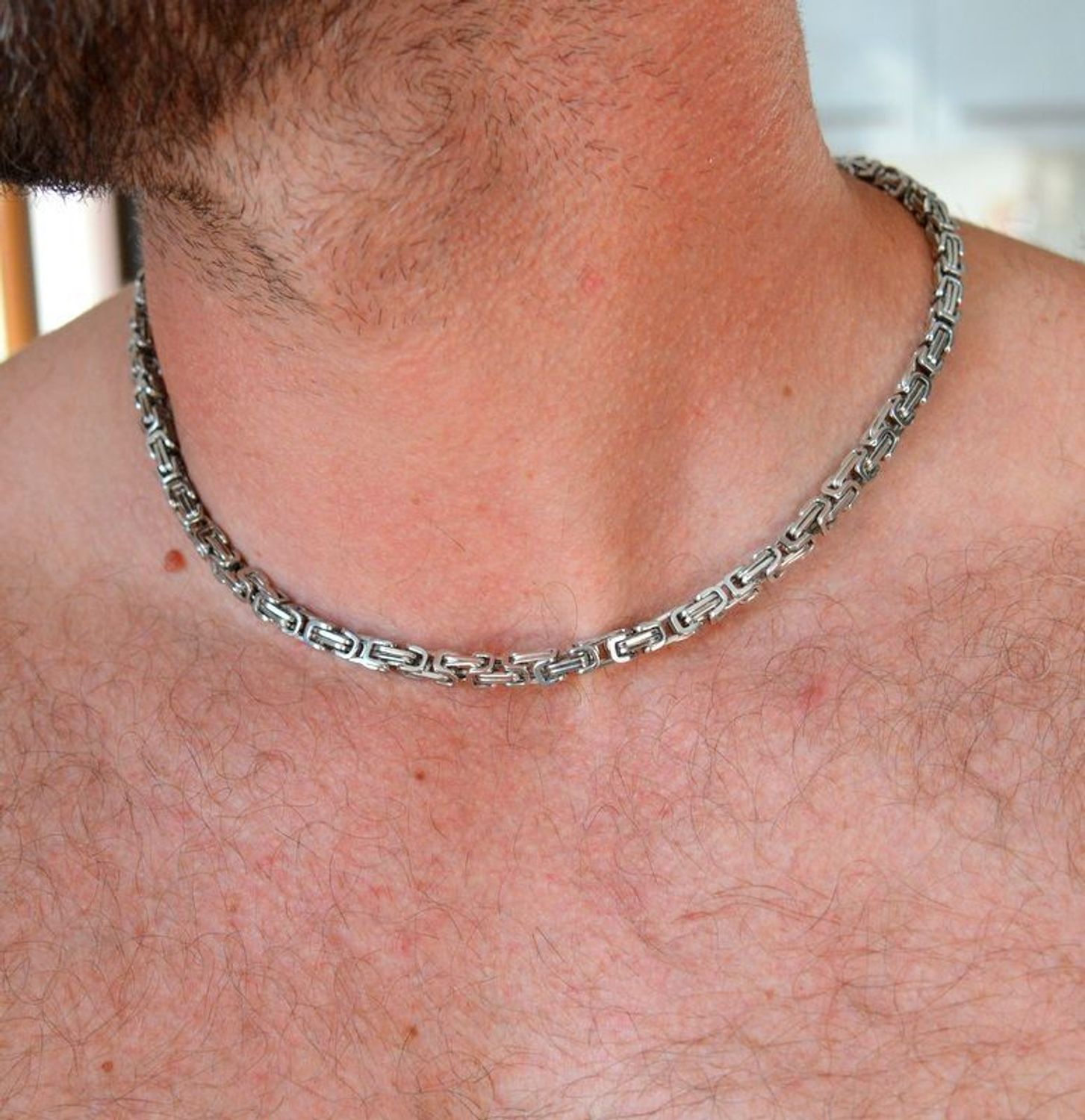 Naszyjnik męski stalowy w srebrnym kolorze splot królewski DIA-NSZ-S6306174-STAL (1).jpg