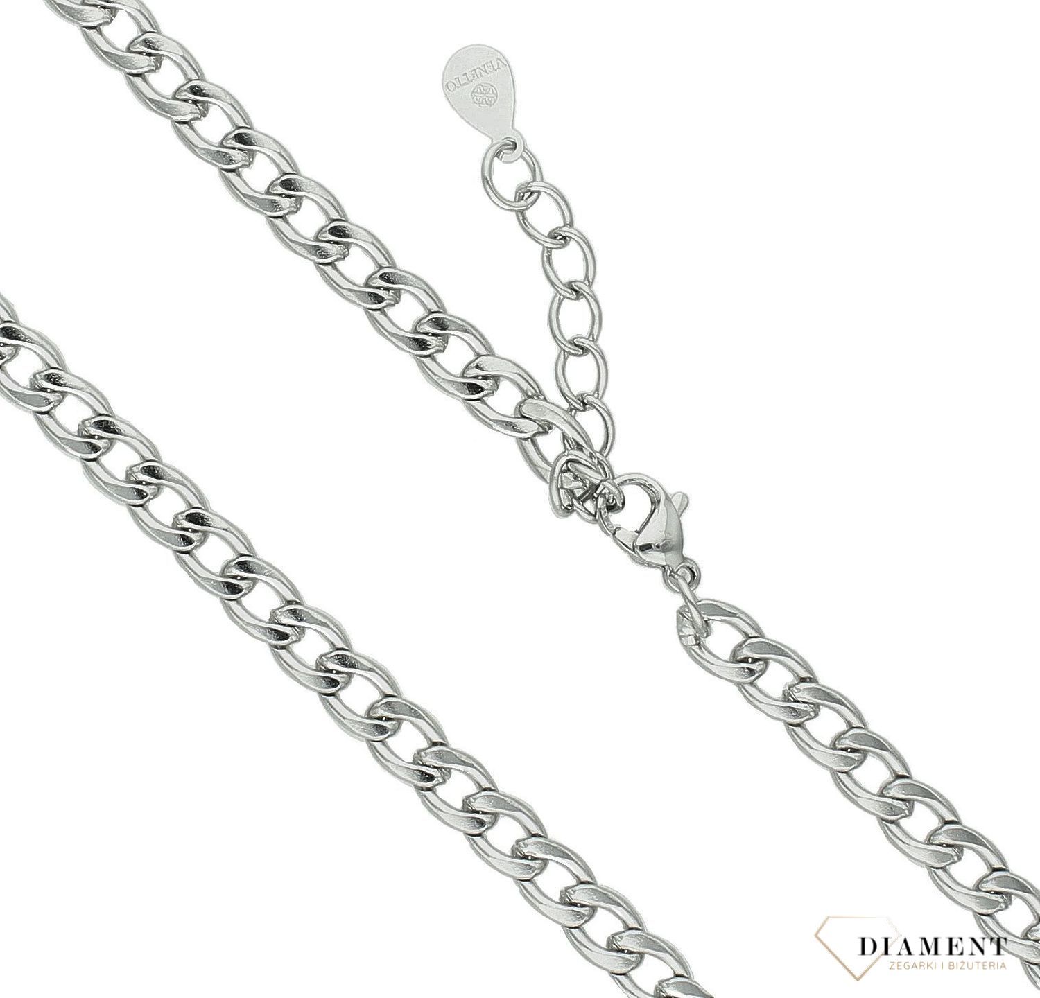 Naszyjnik męski stalowy pancerka w srebrnym kolorze DIA-NSZ-S6481729-STAL.  Naszyjnik stalowy męski. Naszyjnik męski o splocie figaro. Męski łańcuszek stalowy w srebrnym kolorze. Naszyjnik męski stalowy na prezent (2).jpg
