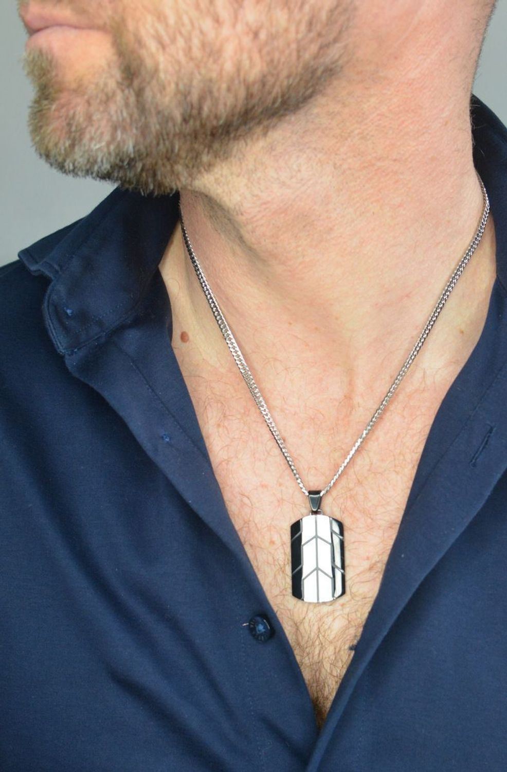 Naszyjnik męski stalowy nieśmiertelnik z blaszką Grawer DIA-NSZ-S7412839-STAL Nieśmiertelnik dla prawdziwego mężczyzny. Naszyjnik stalowy męski nieśmiertelnik z możliwością graweru1.jpg