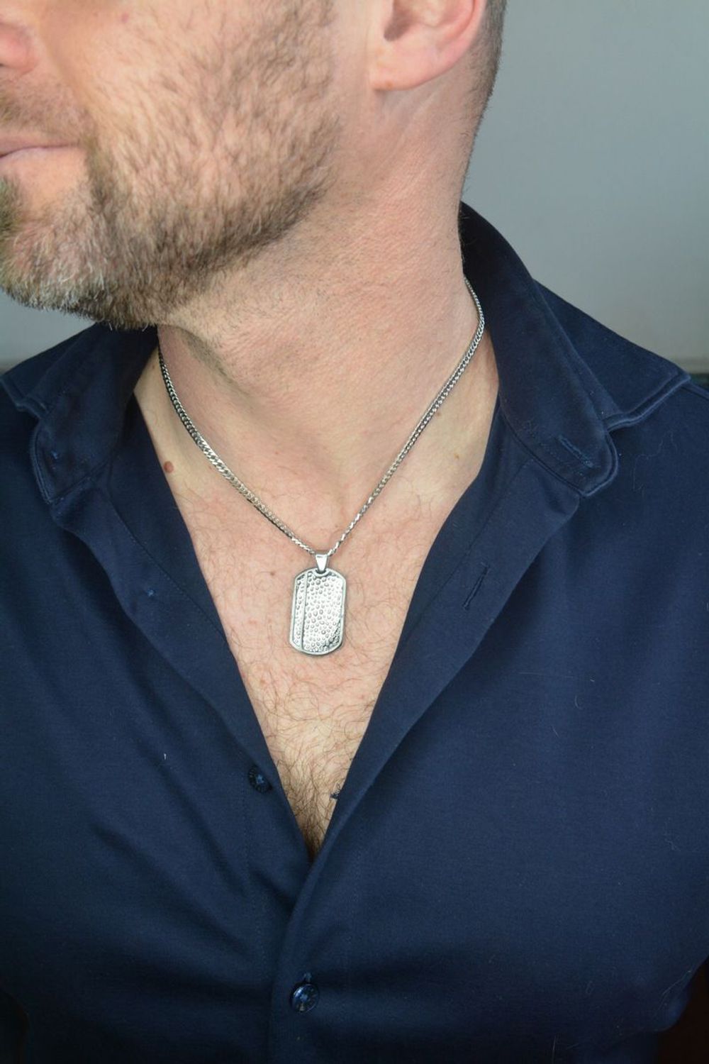 Naszyjnik męski stalowy nieśmiertelnik z blaszką Grawer DIA-NSZ-S7572839-STAL Nieśmiertelnik dla prawdziwego mężczyzny. Naszyjnik stalowy męski nieśmiertelnik z możliwością graweru,1.jpg