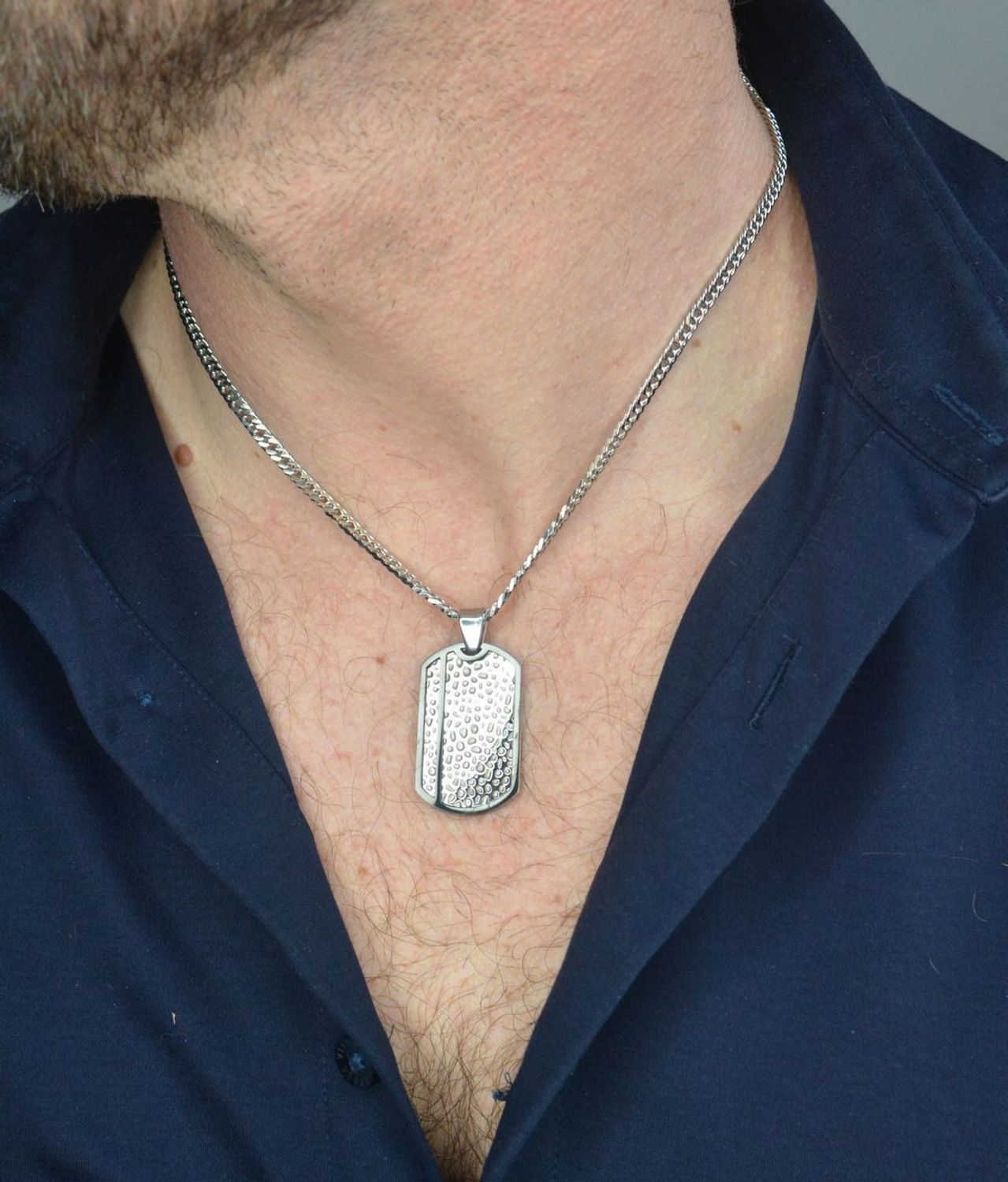 Naszyjnik męski stalowy nieśmiertelnik z blaszką Grawer DIA-NSZ-S7572839-STAL Nieśmiertelnik dla prawdziwego mężczyzny. Naszyjnik stalowy męski nieśmiertelnik z możliwością graweru,1.jpg