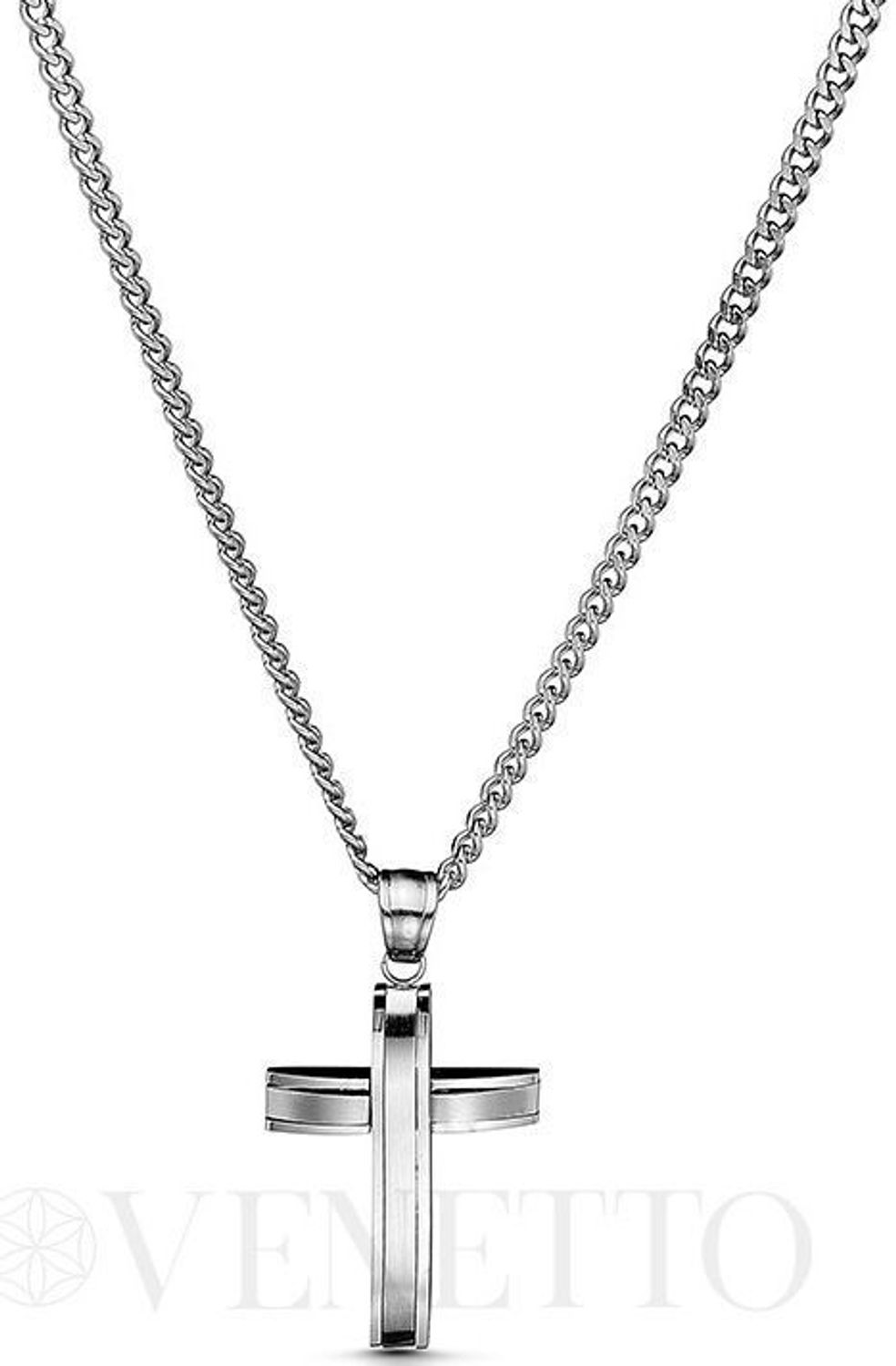 Naszyjnik męski ze stali nierdzewnej z zawieszką w formie krzyża. Długość 55 + 5 cm, zawieszka 3,7 x 2,1 cm, zapięcie karabińczyk. Model DIA-NSZ-S7832436-STAL – 1.jpg