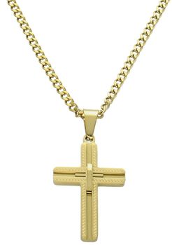 Naszyjnik męski stalowy pozłacany z krzyżem – pancerka 55+5 cm  DIA-NSZ-S8532638-STAL.jpg
