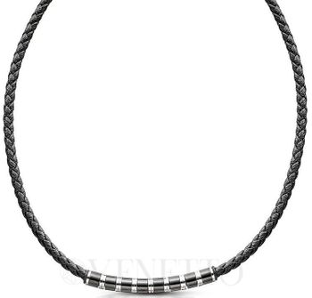 Męski naszyjnik rzemyk z elementem ze stali szlachetnej DIA-NSZ-S8714456-STAL – długość 47 cm + 3 cm regulacji, zapięcie na karabińczyk. Stylowy i trwały.1.jpg