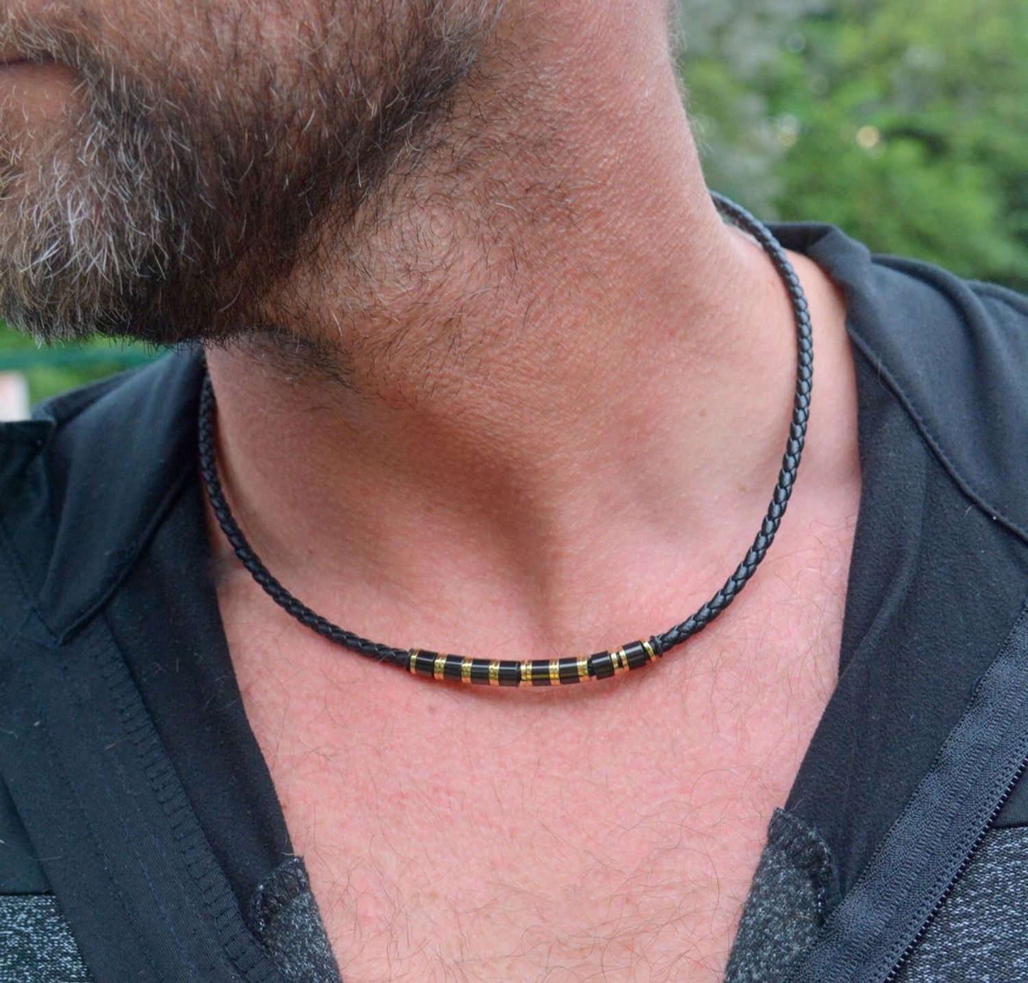 Męski naszyjnik rzemyk ze stali szlachetnej DIA-NSZ-S8994859-STAL – długość 47 cm + 3 cm, zapięcie na karabińczyk. Stylowy i trwały dodatek dla mężczyzn.1.jpg