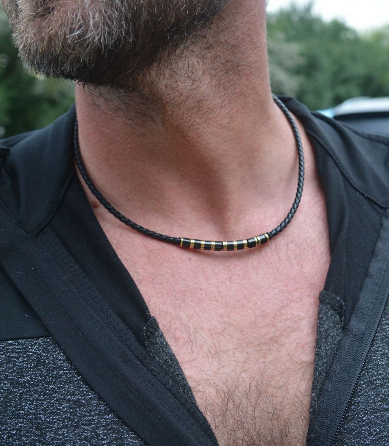 Męski naszyjnik rzemyk ze stali szlachetnej DIA-NSZ-S8994859-STAL – długość 47 cm + 3 cm, zapięcie na karabińczyk. Stylowy i trwały dodatek dla mężczyzn.1.jpg