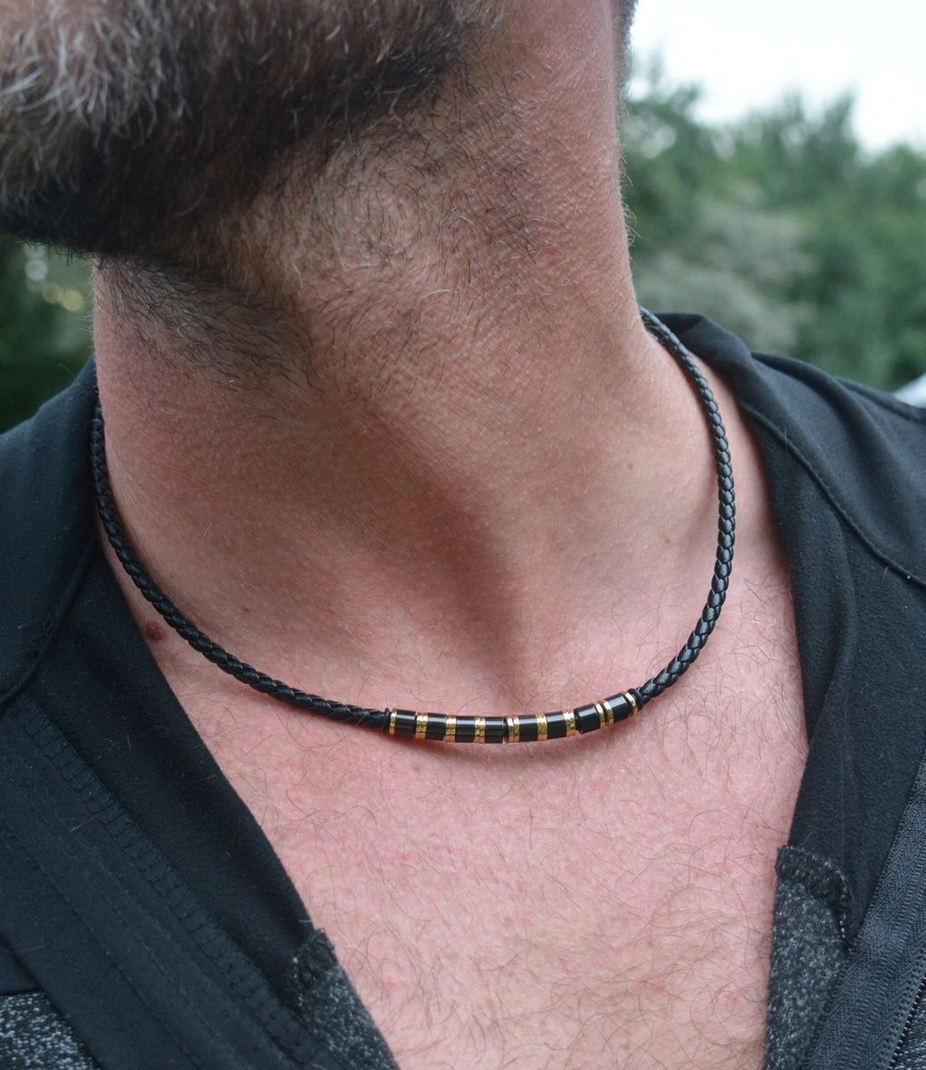 Męski naszyjnik rzemyk ze stali szlachetnej DIA-NSZ-S8994859-STAL – długość 47 cm + 3 cm, zapięcie na karabińczyk. Stylowy i trwały dodatek dla mężczyzn.1.jpg