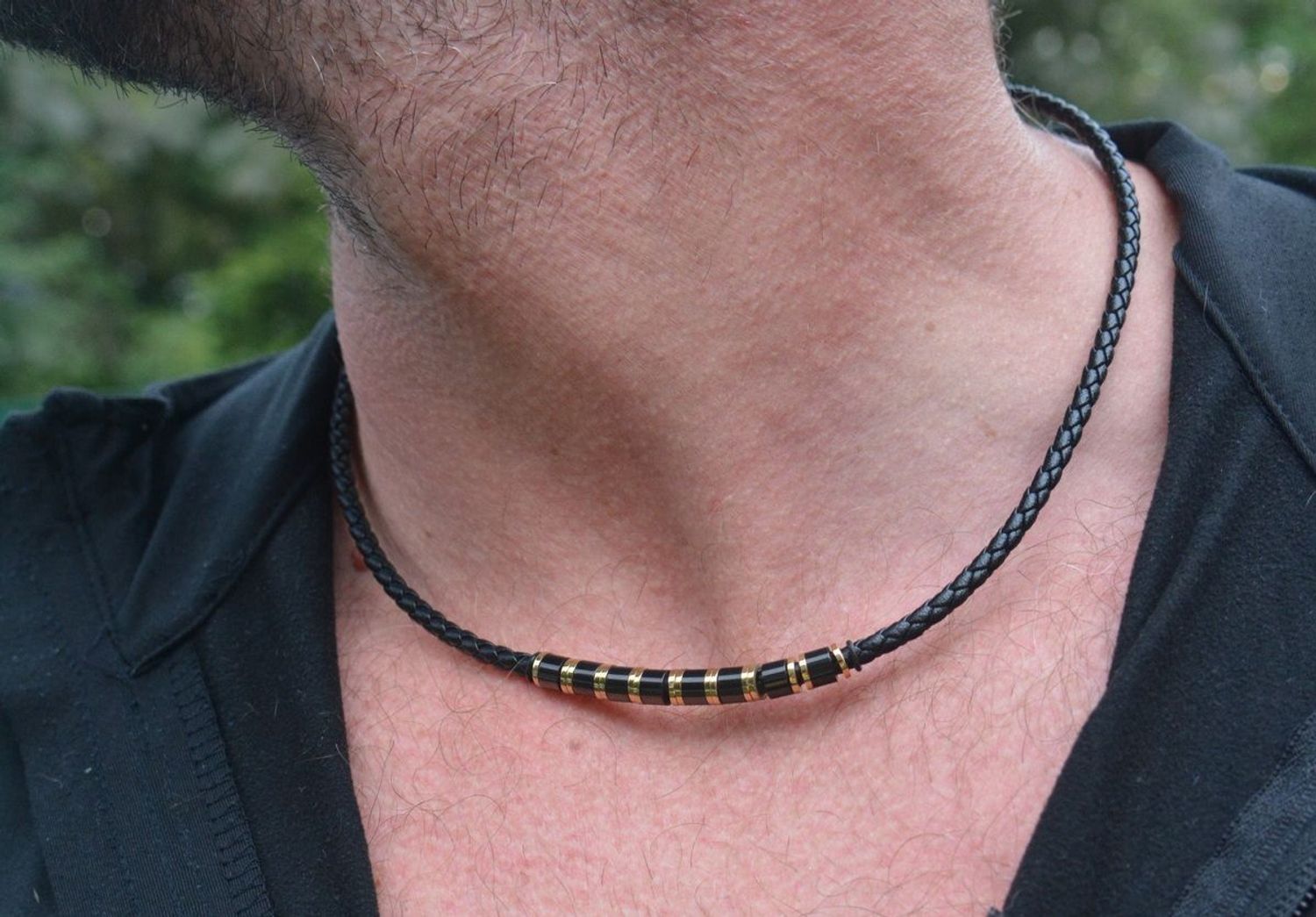 Męski naszyjnik rzemyk ze stali szlachetnej DIA-NSZ-S8994859-STAL – długość 47 cm + 3 cm, zapięcie na karabińczyk. Stylowy i trwały dodatek dla mężczyzn.1.jpg