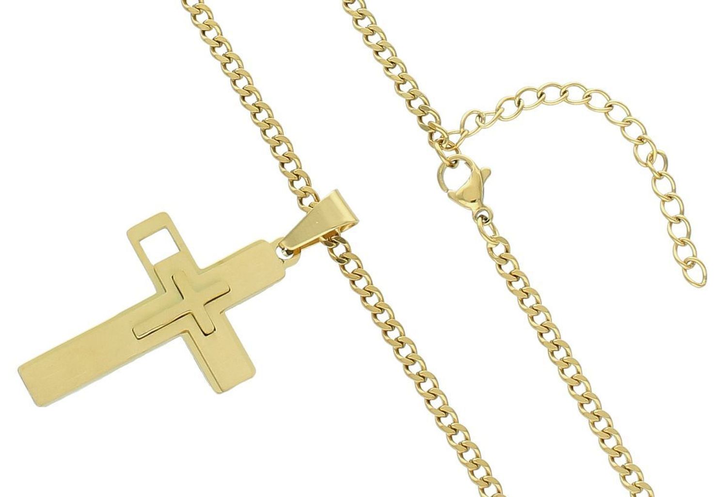 Naszyjnik męski stalowy z krzyżem – pancerka 55+5 cm  DIA-NSZ-S9142839-STAL.jpg