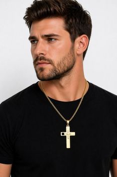 Naszyjnik męski stalowy z krzyżem 55+5 cm  DIA-NSZ-S9142839-STAL, grawer gratis.jpg