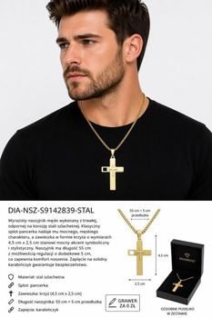 Naszyjnik męski stalowy z krzyżem 55+5 cm  DIA-NSZ-S9142839-STAL Naszyjnik męski stalowy z krzyżem 55+5 cm  DIA-NSZ-S9142839-STAL.jpg
