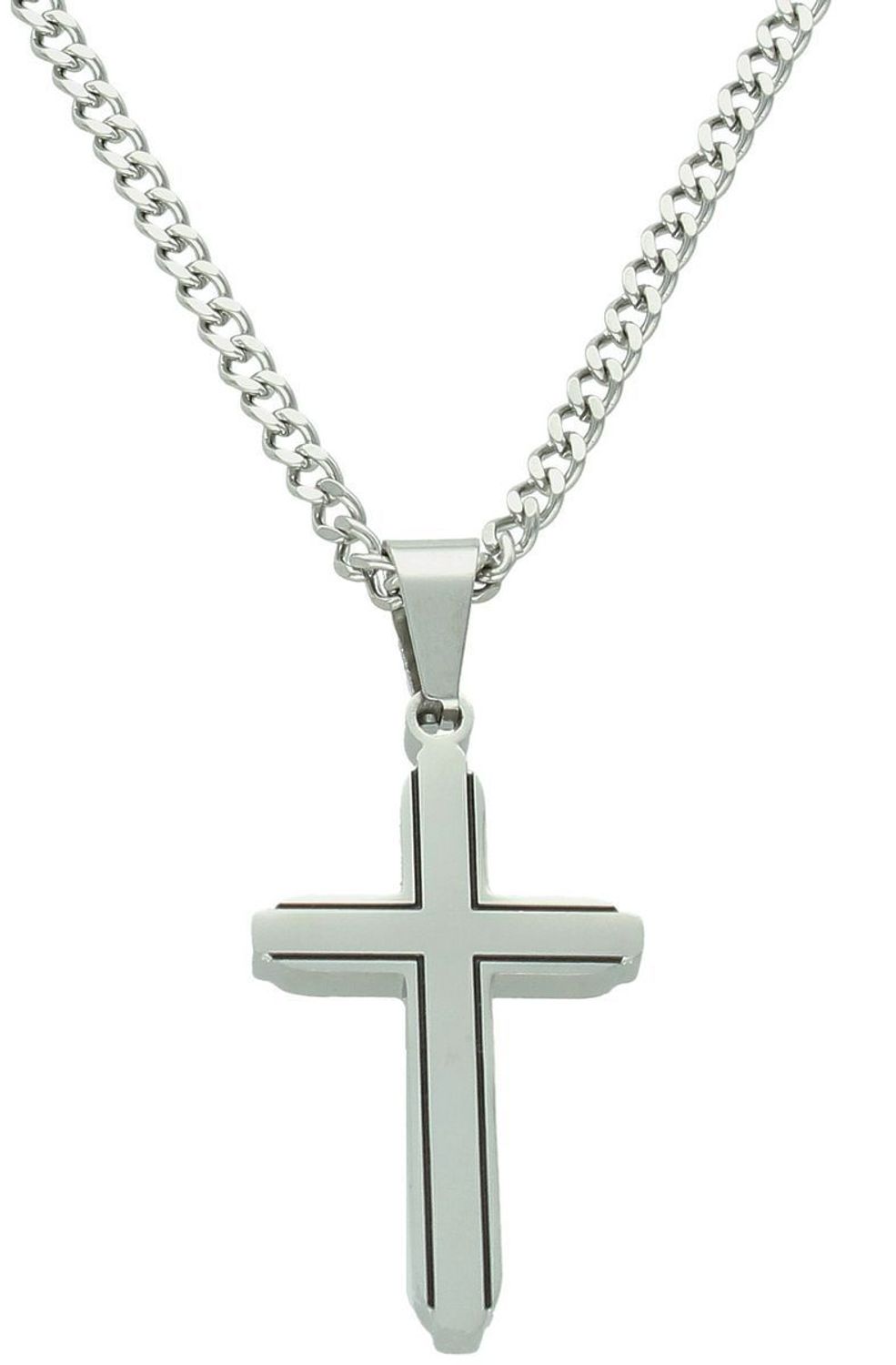 Męski naszyjnik stalowy z dużym krzyżem DIA-NSZ-S9232436-STAL  Siła w prostocie.jpg