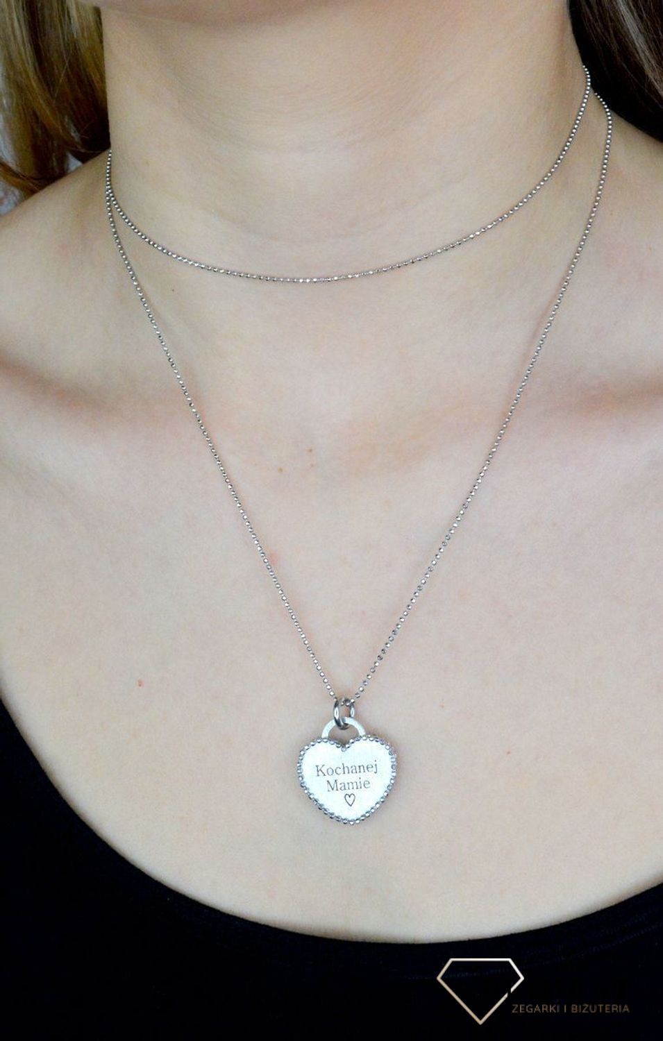 Srebrny naszyjnik z serduszkiem ' Kochanej mamie' Prezent na Dzień Mamy DIA-NSZ-SERCE13-MAMA-925.jpg