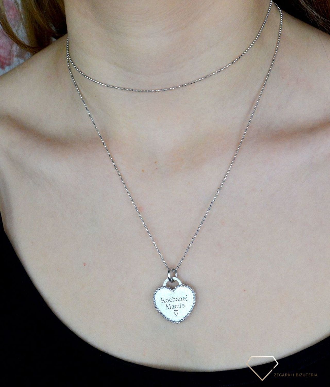 Srebrny naszyjnik z serduszkiem ' Kochanej mamie' Prezent na Dzień Mamy DIA-NSZ-SERCE13-MAMA-925.jpg