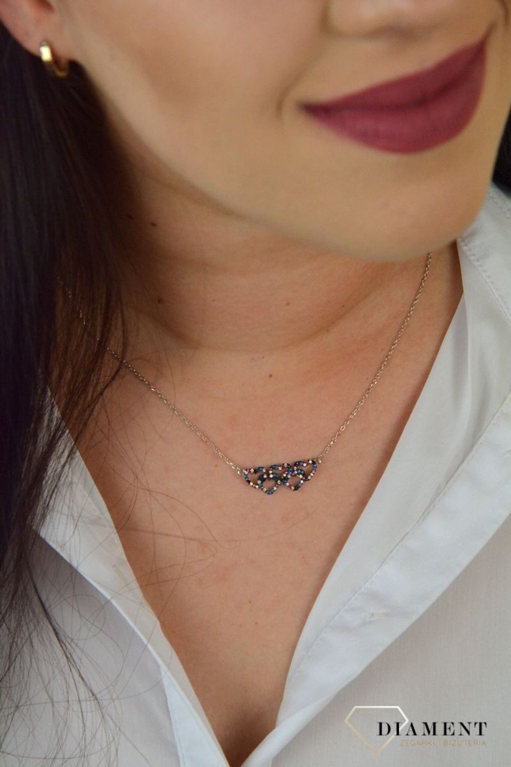 Srebrny naszyjnik celebrytka kolorowe serca z cyrkonią DIA-NSZ-SERCE16-925.jpg