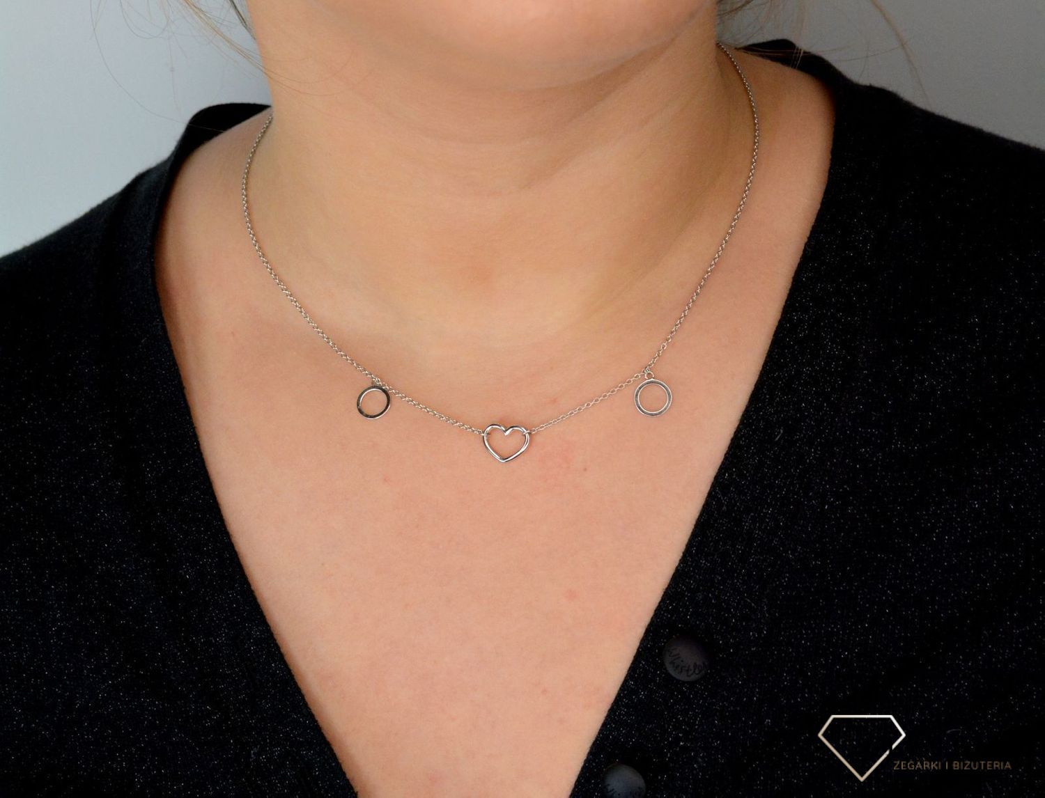 Srebrny naszyjnik celebrytka serce i kółka DIA-NSZ-SERCE2-925.jpg