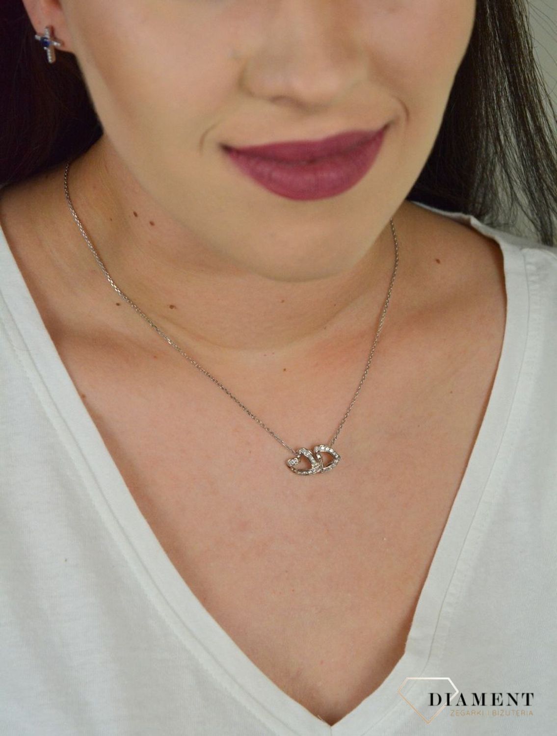 Srebrny naszyjnik celebrytka z zawieszką dwa serca z cyrkonią DIA-NSZ-SERCE21-925.jpg