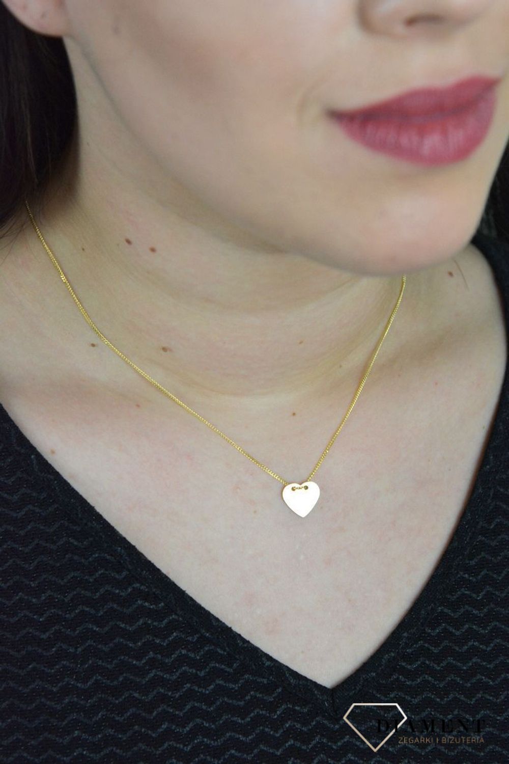 Srebrny naszyjnik celebrytka pozłacana gładkie serce DIA-NSZ-SERCE24-925.jpg