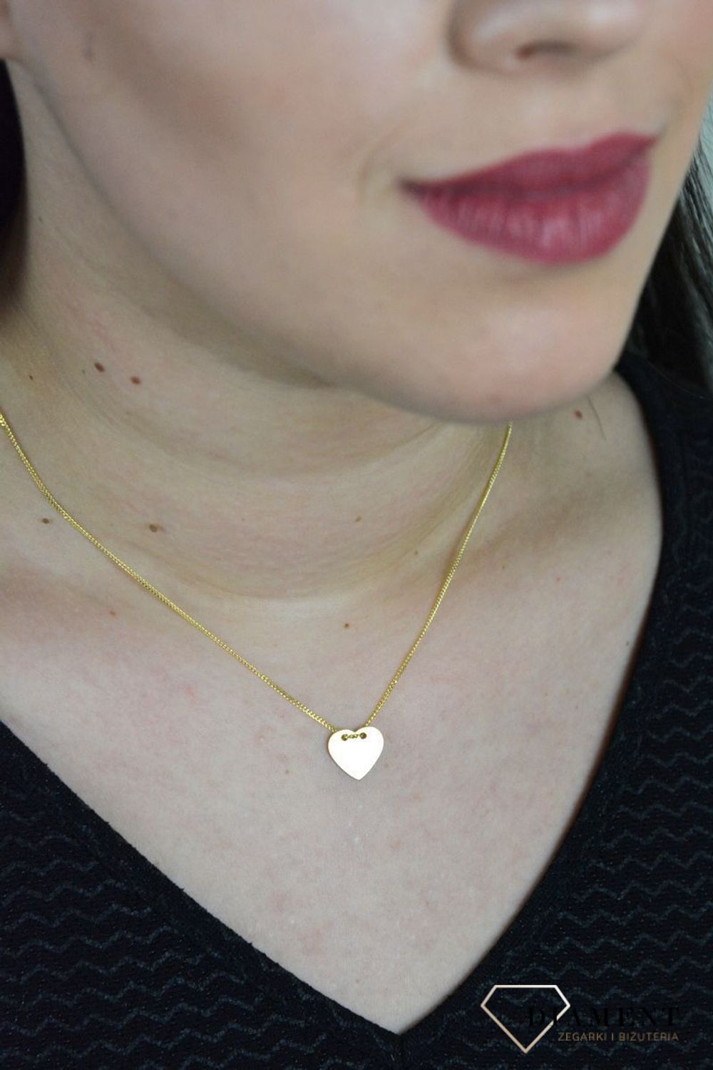 Srebrny naszyjnik celebrytka pozłacana gładkie serce DIA-NSZ-SERCE24-925.jpg