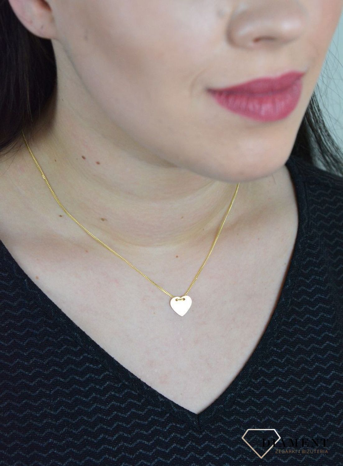Srebrny naszyjnik celebrytka pozłacana gładkie serce DIA-NSZ-SERCE24-925.jpg