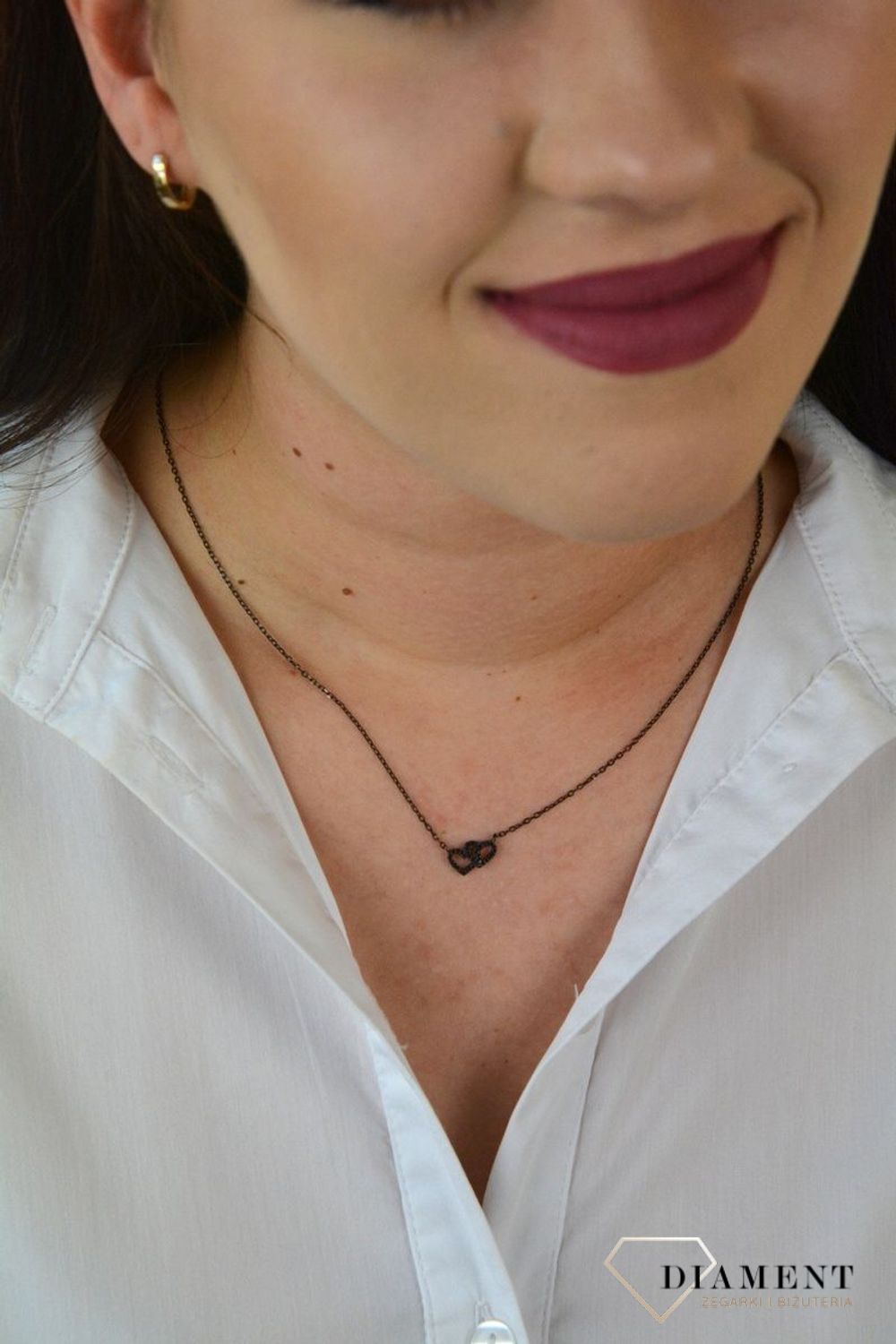 Srebrny naszyjnik celebrytka rutynowane Dwa serca DIA-NSZ-SERCE29-925.jpg