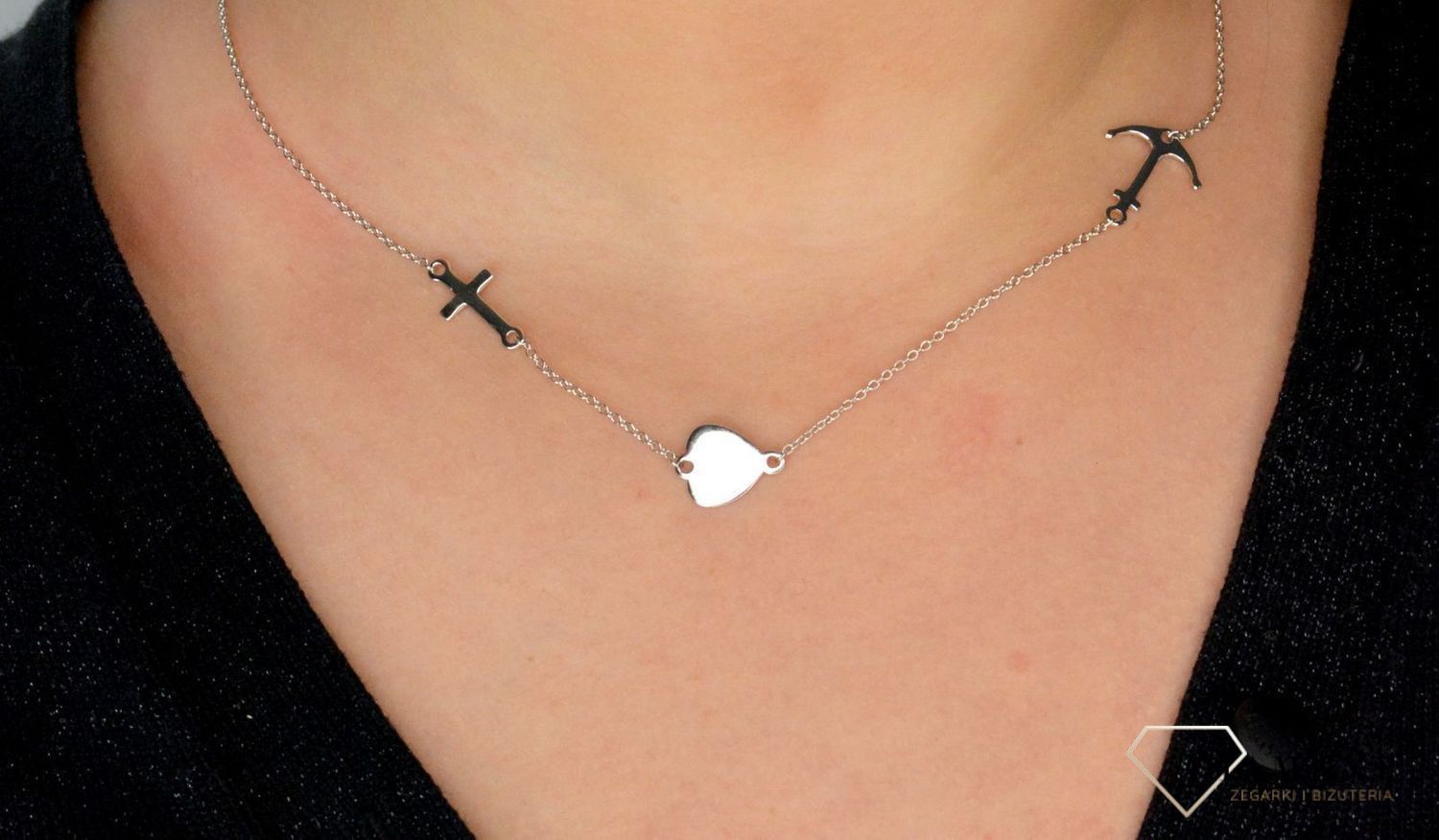 Srebrny naszyjnik celebrytka Wiara, Nadzieja i Miłość DIA-NSZ-SERCE3-925.jpg