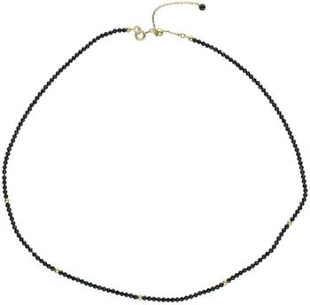 Naszyjnik damski DIA-NSZ-SPINEL ze srebra próby 925 pozłacanego, zdobiony czarnym spinelem. Długość regulowana 38 cm + 5 cm, zapięcie na karabińczyk, waga 3,70 g. Elegancki dodatek dla kobiet 1.jpg