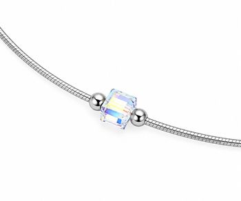 Srebrny naszyjnik na lince z pięcioma kwadratowymi kryształami Swarovski – OUTLET (4).jpg