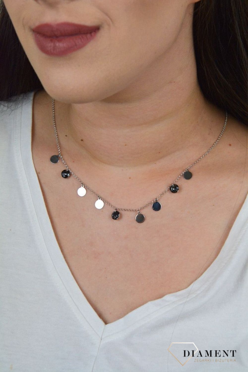 Srebrny naszyjnik wiszące kółeczka DIA-NSZ-SWAROVSKI-925.jpg