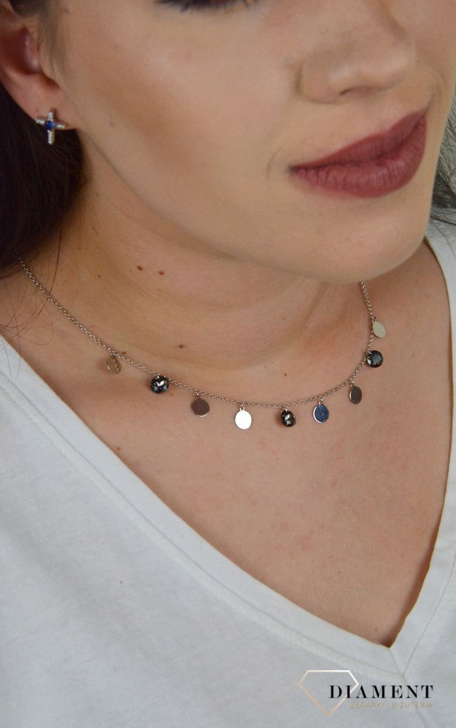 Srebrny naszyjnik wiszące kółeczka DIA-NSZ-SWAROVSKI-925.jpg